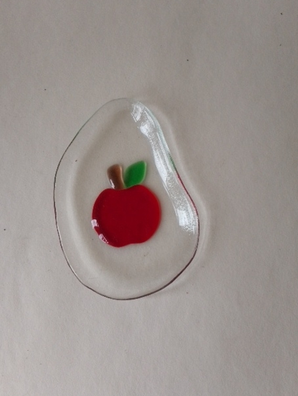 Handmade Red Apple Glass  Shallow Accent Dish